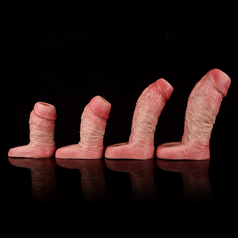 JH21 Luxe Ultra-Realistic Silicone Penis Thickening Sleeve 4–7 Inch (4 sizes) with Exposed Glans