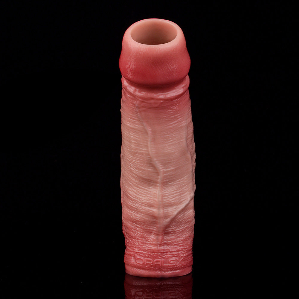 JH30 Luxe Skin-Like Silicone Penis Thickening Sleeve 6 Inch with Open-Head Design