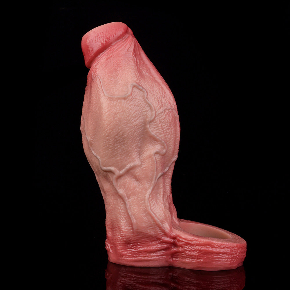 JH35 Luxe Skin-Like Silicone Penis Thickening Sleeve 7 Inch with Uncovered Tip