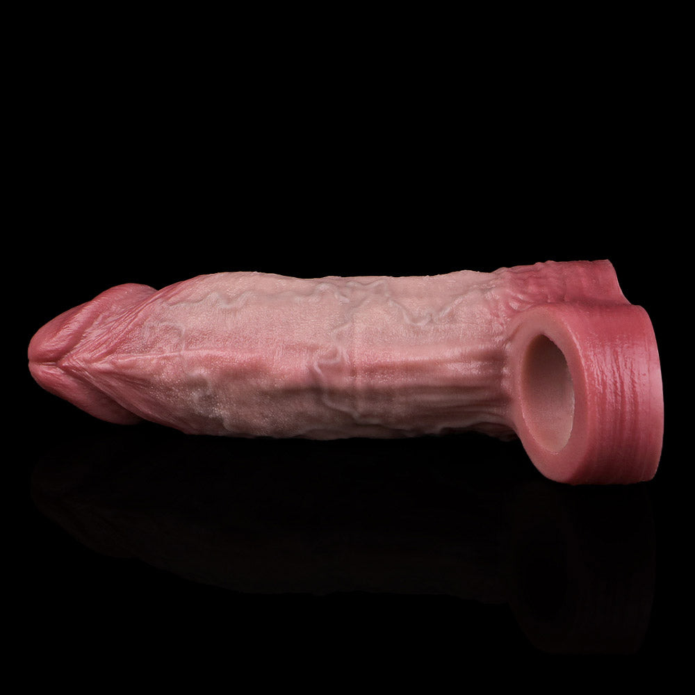 JH70 Luxe Real-Feel Thick Silicone Penis Extender 6.5 Inch with Natural Texture and Soft Skin Feel