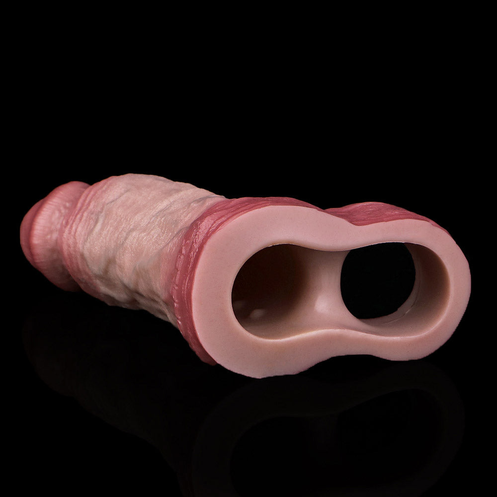 JH70 Luxe Real-Feel Thick Silicone Penis Extender 6.5 Inch with Natural Texture and Soft Skin Feel