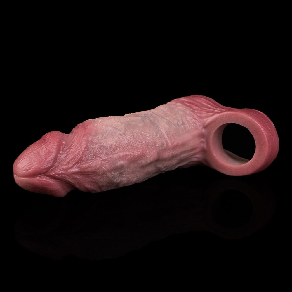 JH70 Luxe Real-Feel Thick Silicone Penis Extender 6.5 Inch with Natural Texture and Soft Skin Feel