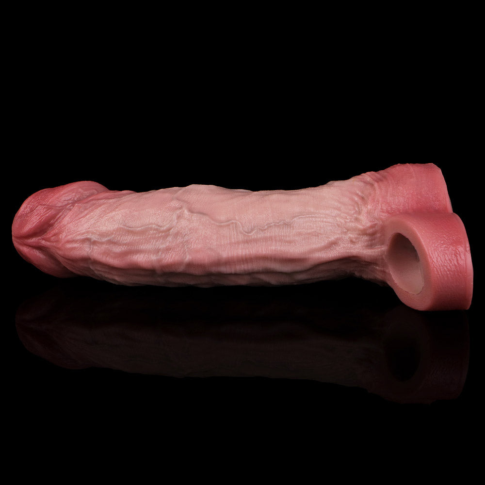 JH73 Luxe Ultra Realistic Large Silicone Penis Extender 8 Inch with Uncut Design and Naturally Curved Shaft