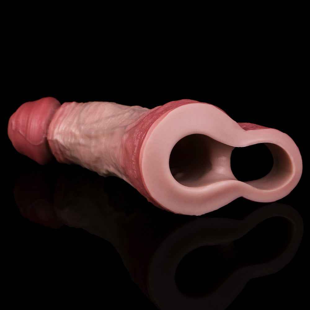 JH73 Luxe Ultra Realistic Large Silicone Penis Extender 8 Inch with Uncut Design and Naturally Curved Shaft