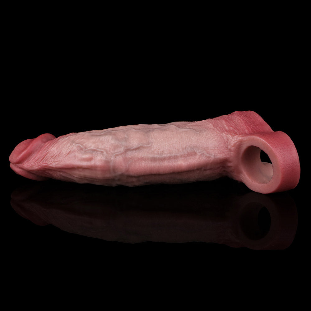 JH74 Luxe Life-Like Silicone Penis Extender 7.5 Inch with Prominent Ridge and Natural Skin Fold Texture