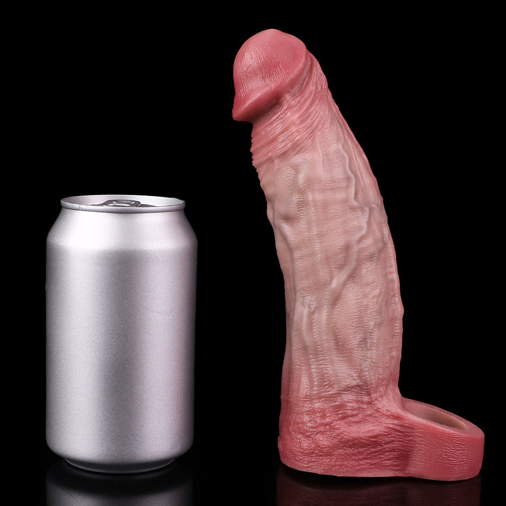 JH74 Luxe Life-Like Silicone Penis Extender 7.5 Inch with Prominent Ridge and Natural Skin Fold Texture