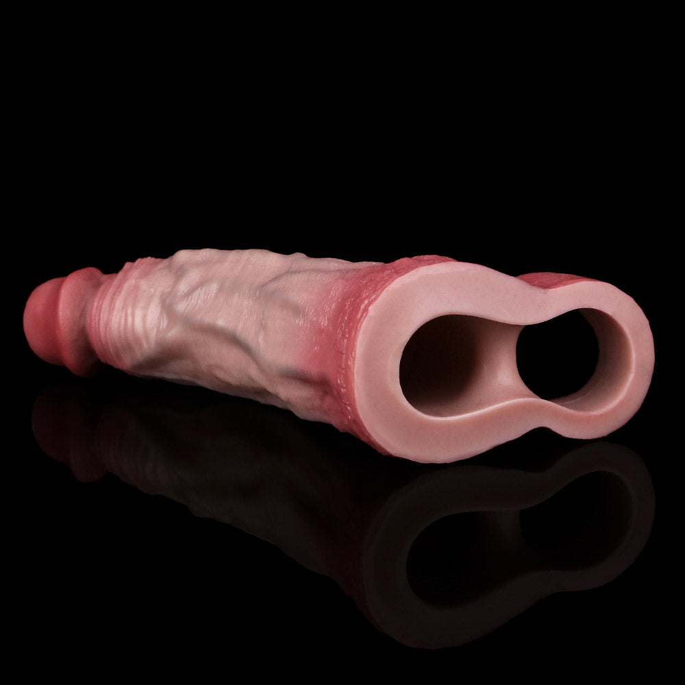 JH74 Luxe Life-Like Silicone Penis Extender 7.5 Inch with Prominent Ridge and Natural Skin Fold Texture