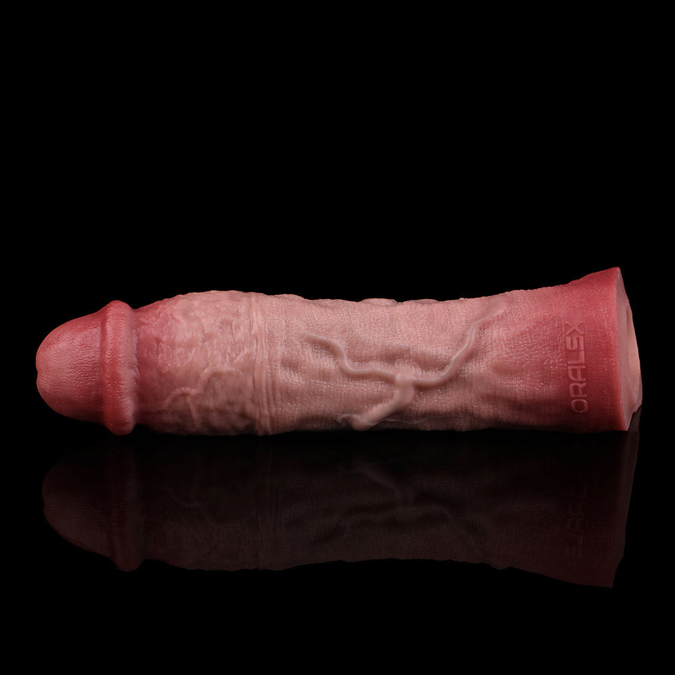 JH75 Luxe Large Ultra-Real Silicone Penis Extender 8 Inch with Raised Veins and Bold Coronal Ridge