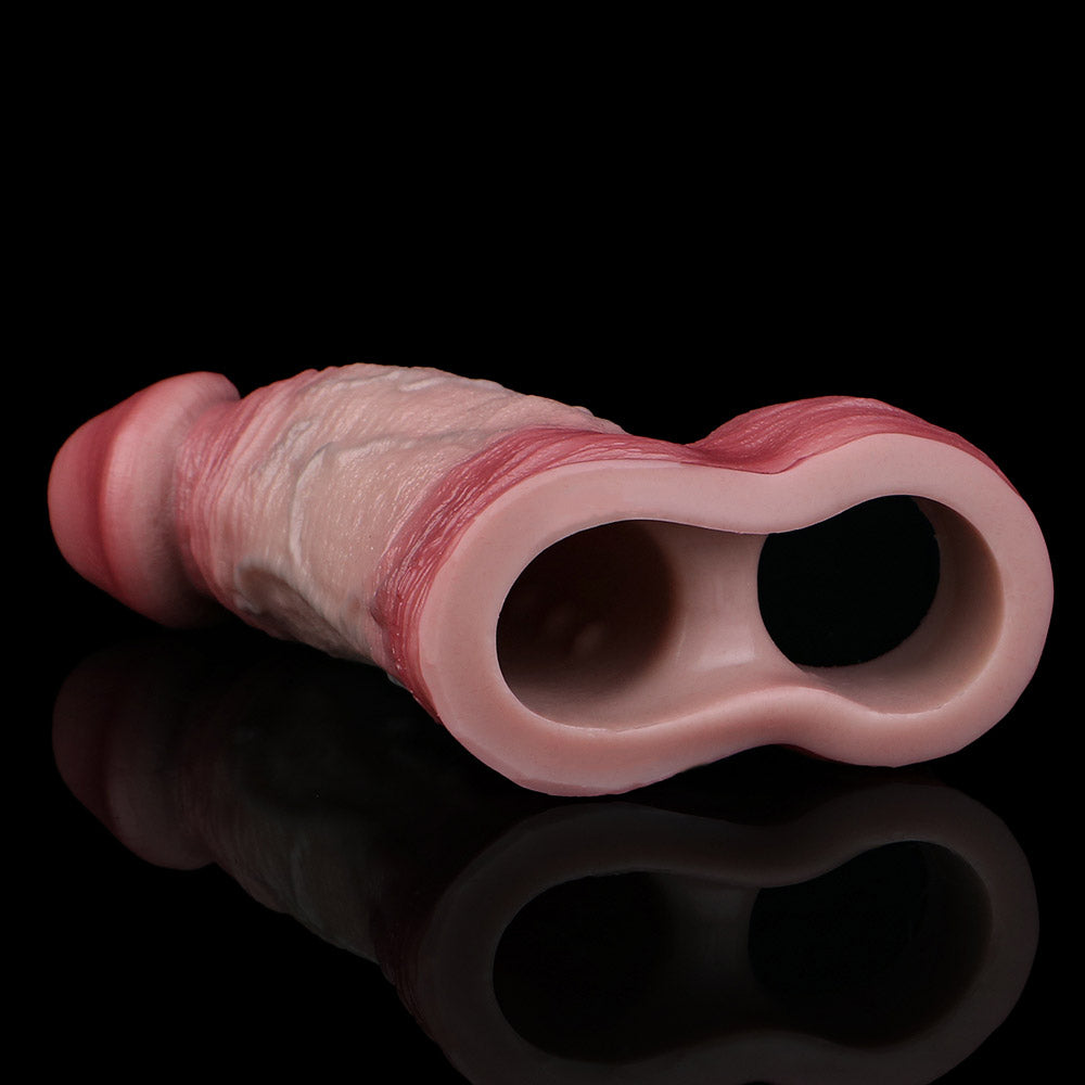 JH79 Luxe Tapered Silicone Penis Extender 5 Inch with Detailed Skin Folds and Naturally Curved Shaft