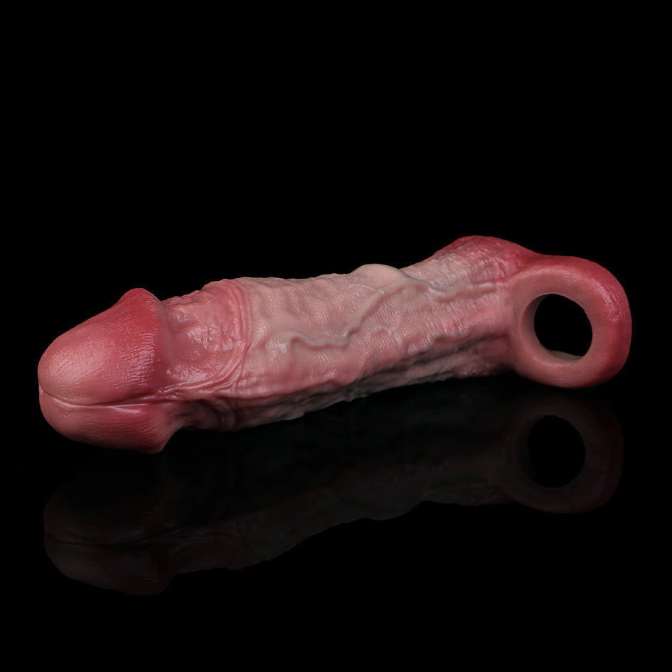 JH81 Luxe Ultra-Realistic Silicone Penis Extender 9 Inch with Big Head and Thickened Upper Shaft