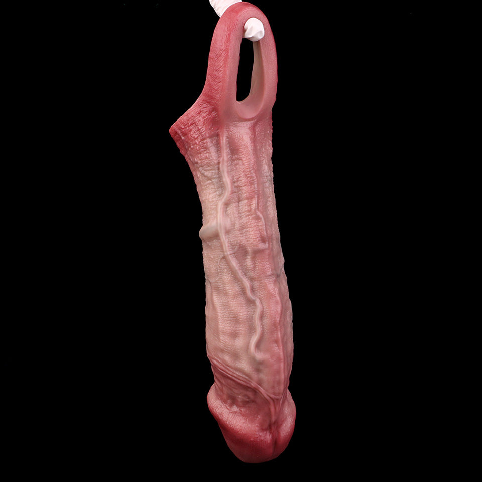 JH81 Luxe Ultra-Realistic Silicone Penis Extender 9 Inch with Big Head and Thickened Upper Shaft