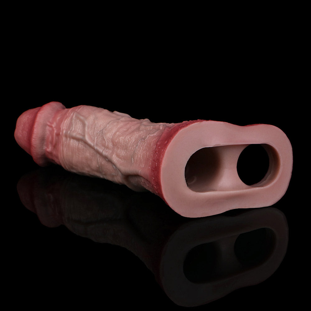 JH81 Luxe Ultra-Realistic Silicone Penis Extender 9 Inch with Big Head and Thickened Upper Shaft