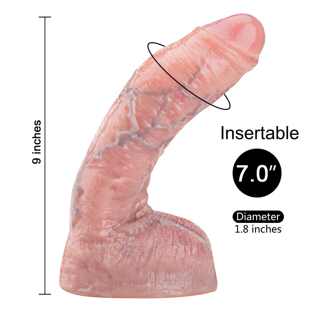 BF53 Luxe Ultra Lifelike Silicone Suction Cup Dildo 9 Inch with Natural Curves and Velvety Touch