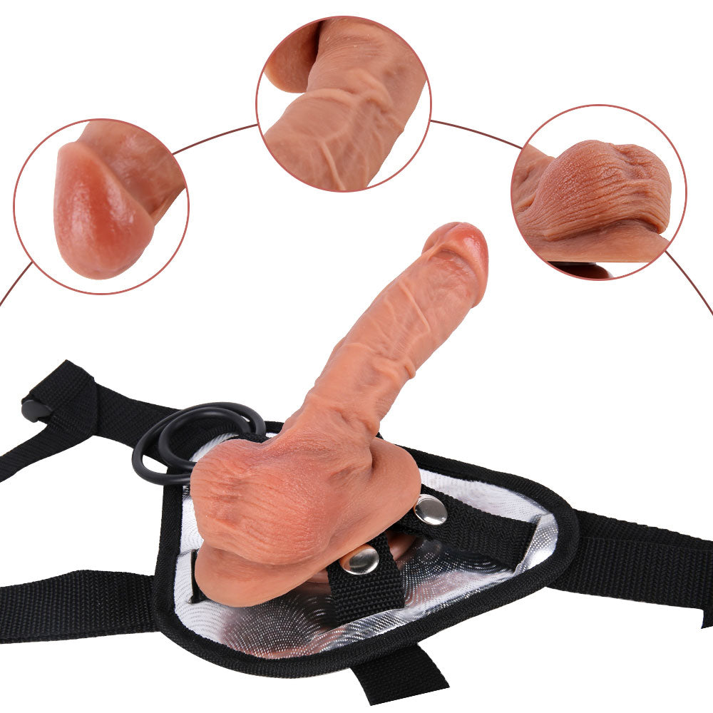 SH494 Unisex Adjustable Strap-On Harness Kit with 7 Inch G-Spot Dildo for Pegging and Couple Play