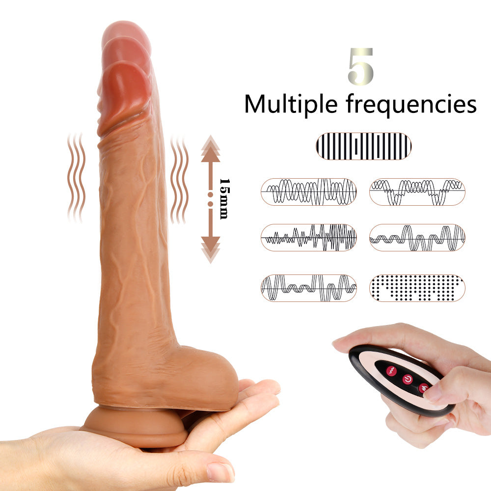 thrusting dildo in motion showing vibration and thrust depth demonstration