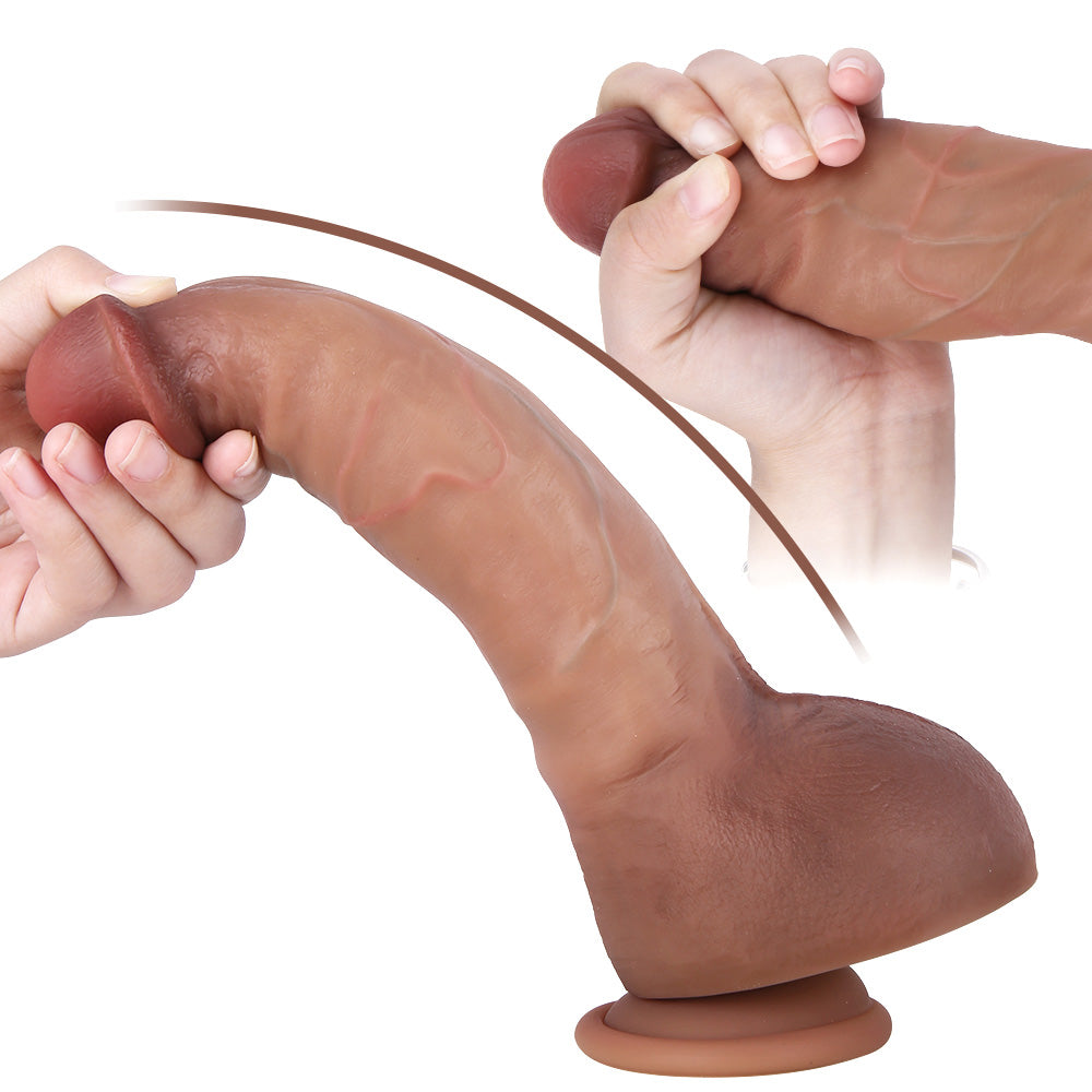 MD51 Luxe Realistic Silicone Dildo 9 Inch with Raised Coronal Detail and Deep G-Spot Satisfaction