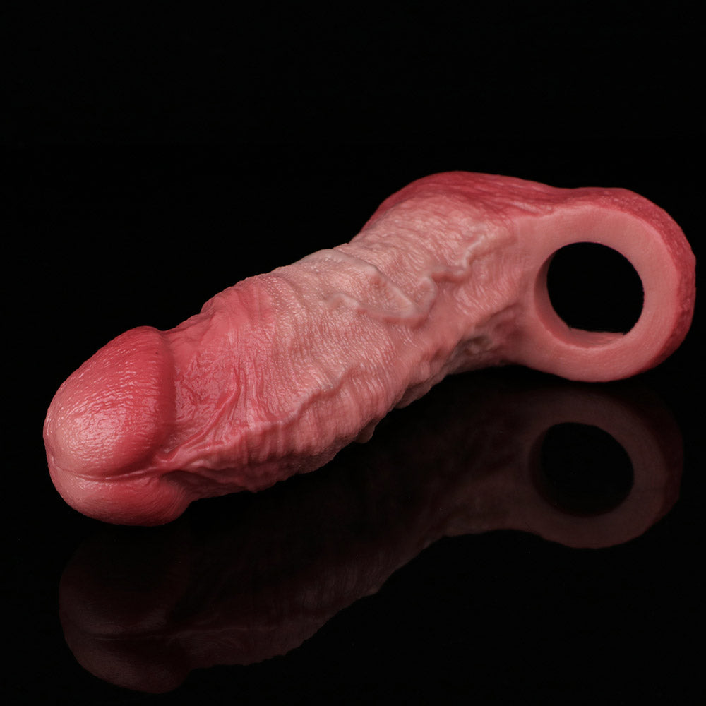 JH87 Luxe Realistic Silicone Penis Extension Sleeve 6.5 Inch with Prominent Veins and Added 1.5 Inch Length