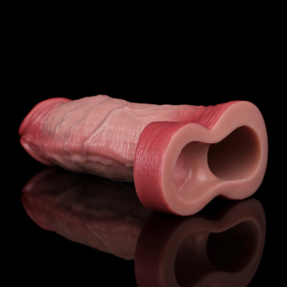 JH92 Luxe Realistic Liquid Silicone Penis Extender 7.5 Inch with 1.5 Inch Extension and Thick 2 Inch Diameter