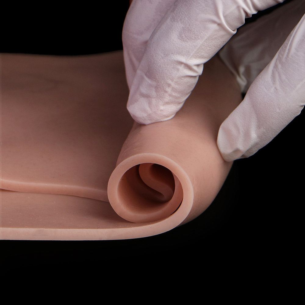 JK07 Upcurved Luxe Silicone Hollow Strap-On Penis Sleeve 6.5 Inch with G-Spot Sculpted Ridge and Lifelike Texture