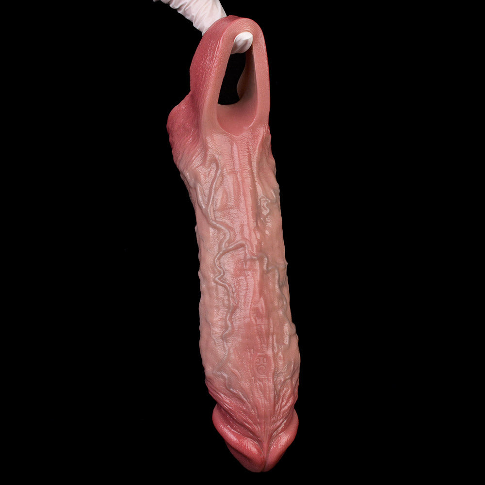 JV71 Luxe Realistic Vibrating Penis Extension Sleeve 7.5 Inch with 2.5" Extra Length and 10 Intense G-Spot Vibration Modes