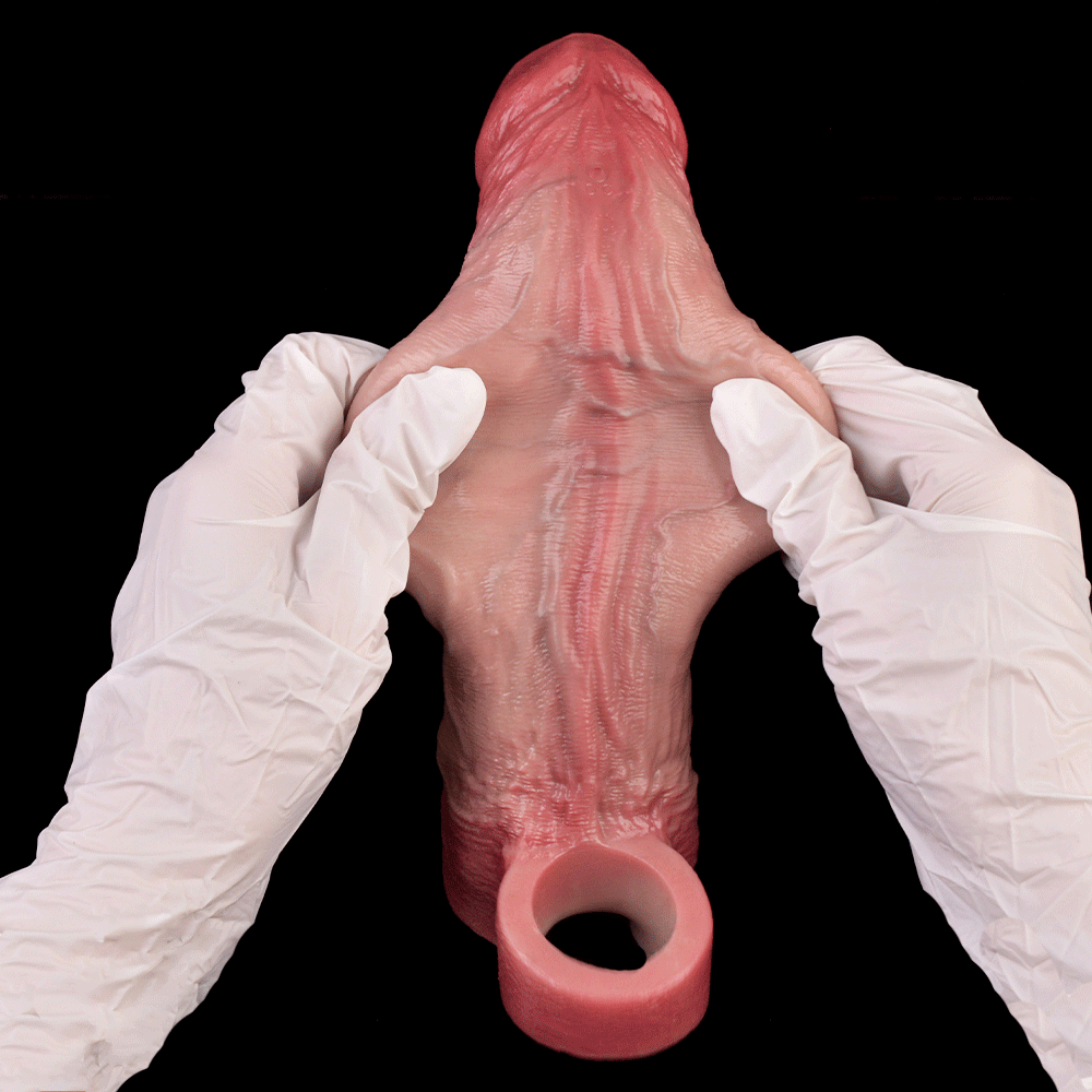 JV73 Luxe Uncut Realistic Vibrating Penis Extender 8.5 Inch with 10 Vibration Modes and Deep G-Spot Pleasure