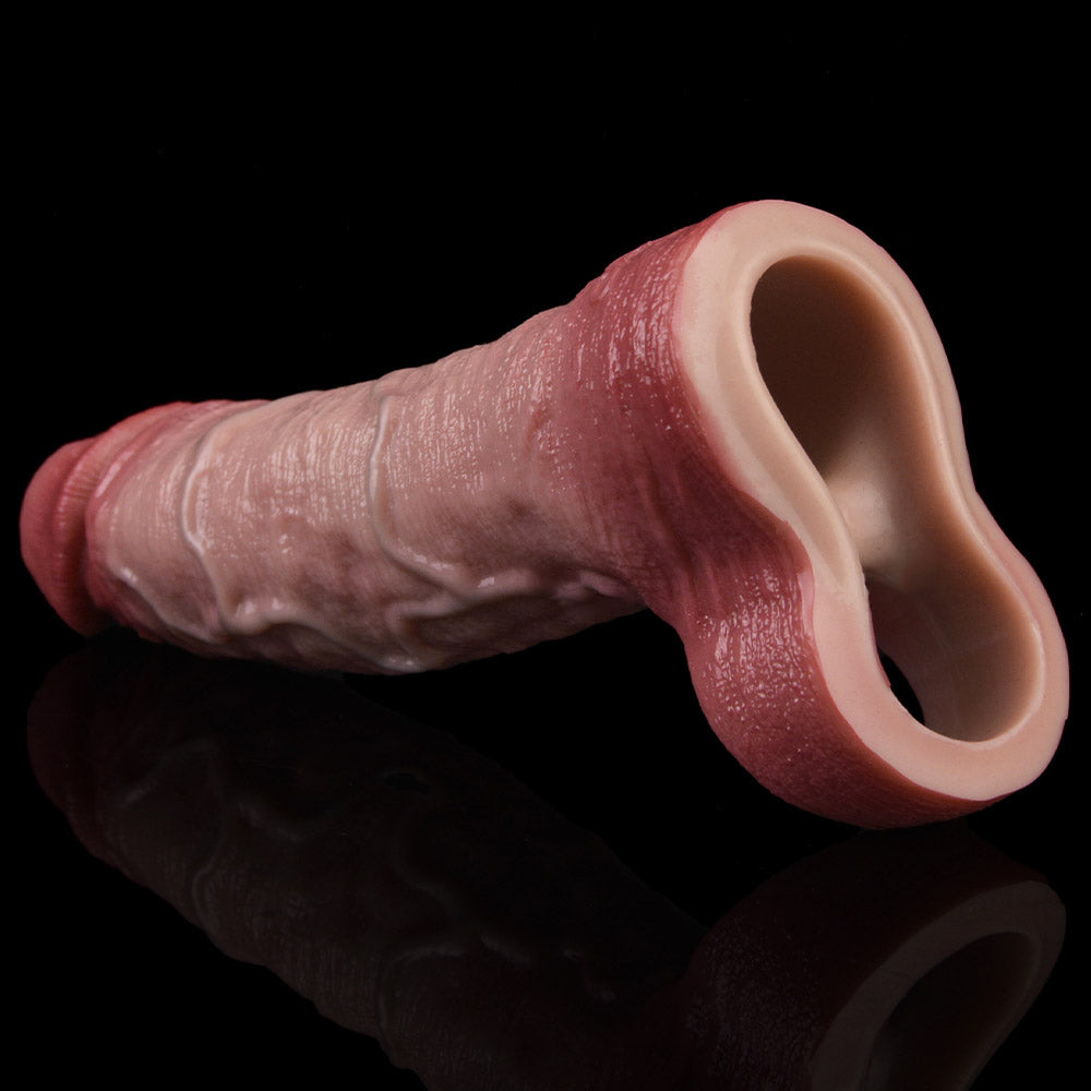 JV77 Luxe Real-Feel Vibrating Penis Extender 7.5 Inch with Extra 2.5 Inch Length and 10 G-Spot Stimulation Modes