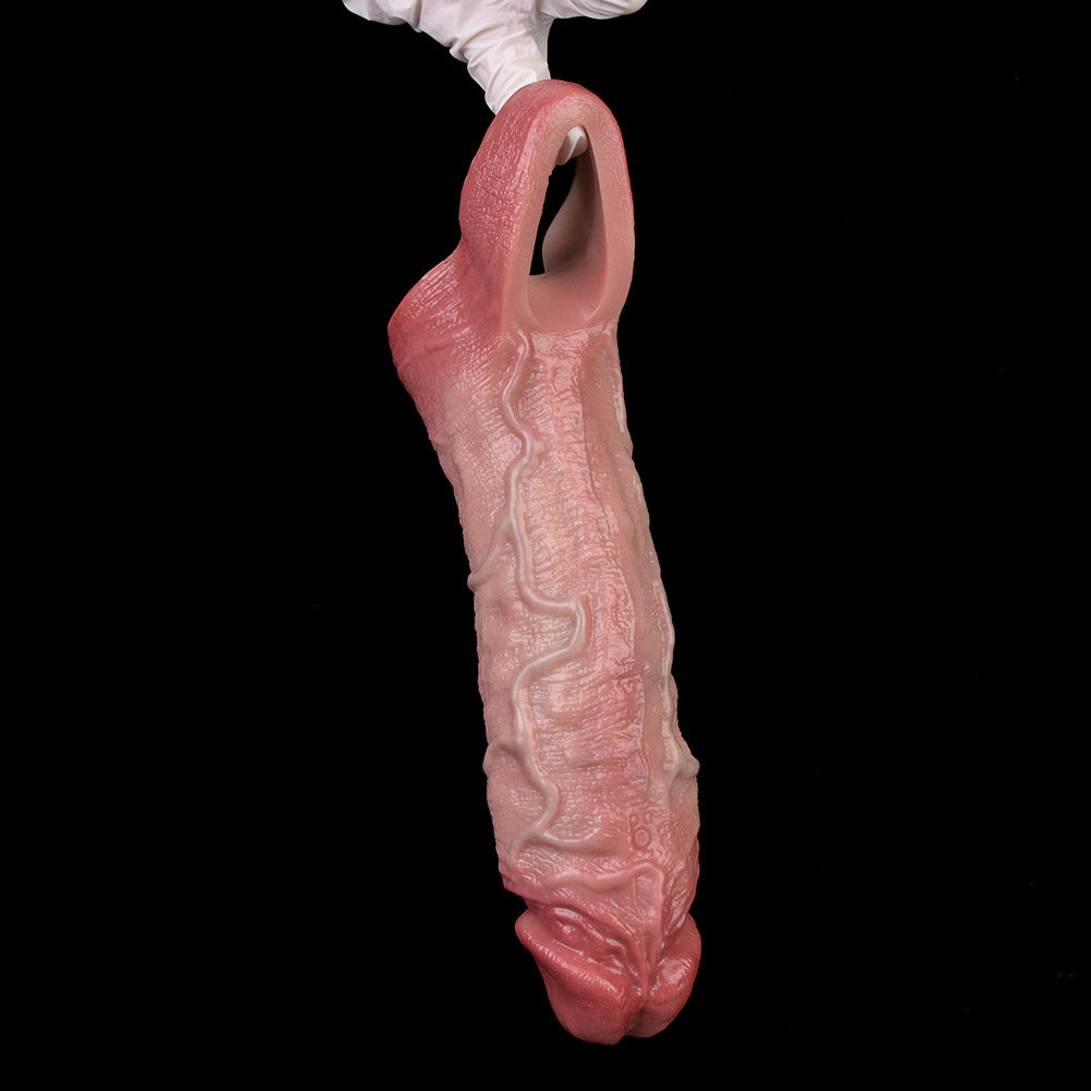 JV77 Luxe Real-Feel Vibrating Penis Extender 7.5 Inch with Extra 2.5 Inch Length and 10 G-Spot Stimulation Modes