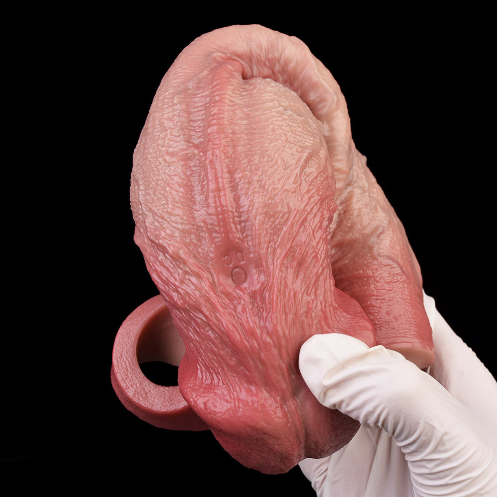JV78 Luxe Realistic Vibrating Penis Extender 9 Inch with Extra 2.5 Inch Length and 10 Intense Stimulation Patterns