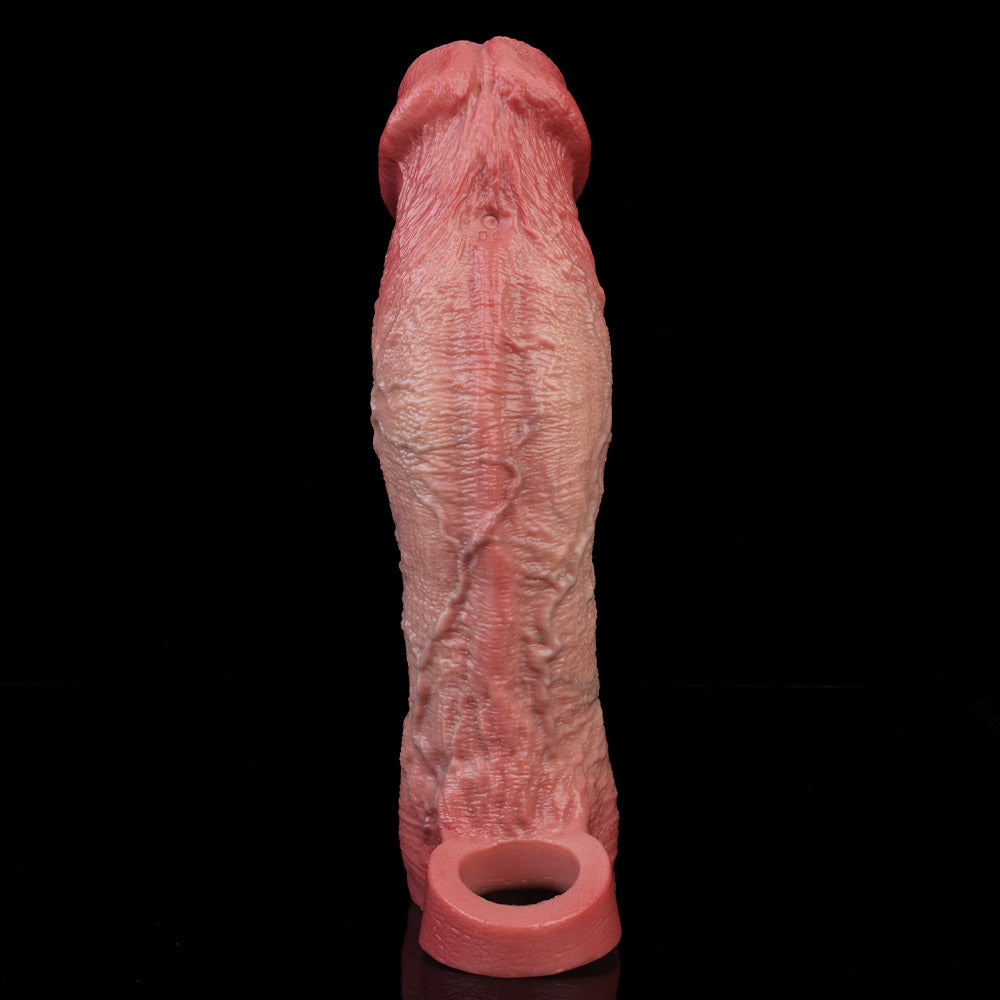 JV78 Luxe Realistic Vibrating Penis Extender 9 Inch with Extra 2.5 Inch Length and 10 Intense Stimulation Patterns