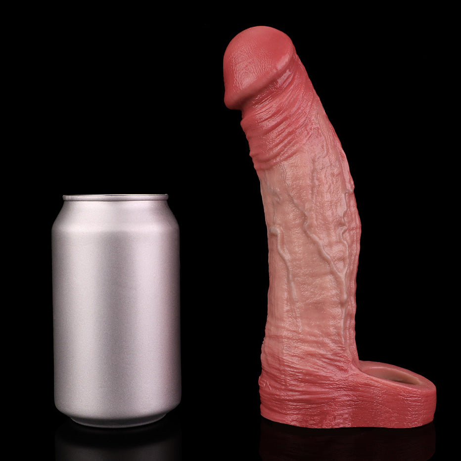 JV79 Luxe Realistic Vibrating Penis Extension Sleeve 7.5 Inch with Wireless Remote and 10 Powerful Vibration Settings
