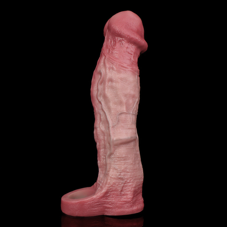 JV81 Luxe Ultra-Realistic Silicone Vibrating Penis Extender 9.5 Inch with Remote Control and 10 Vibration Modes