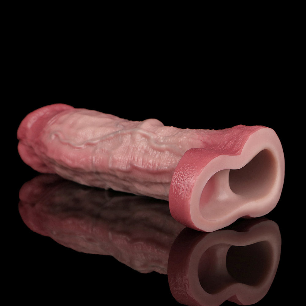 JV81 Luxe Ultra-Realistic Silicone Vibrating Penis Extender 9.5 Inch with Remote Control and 10 Vibration Modes