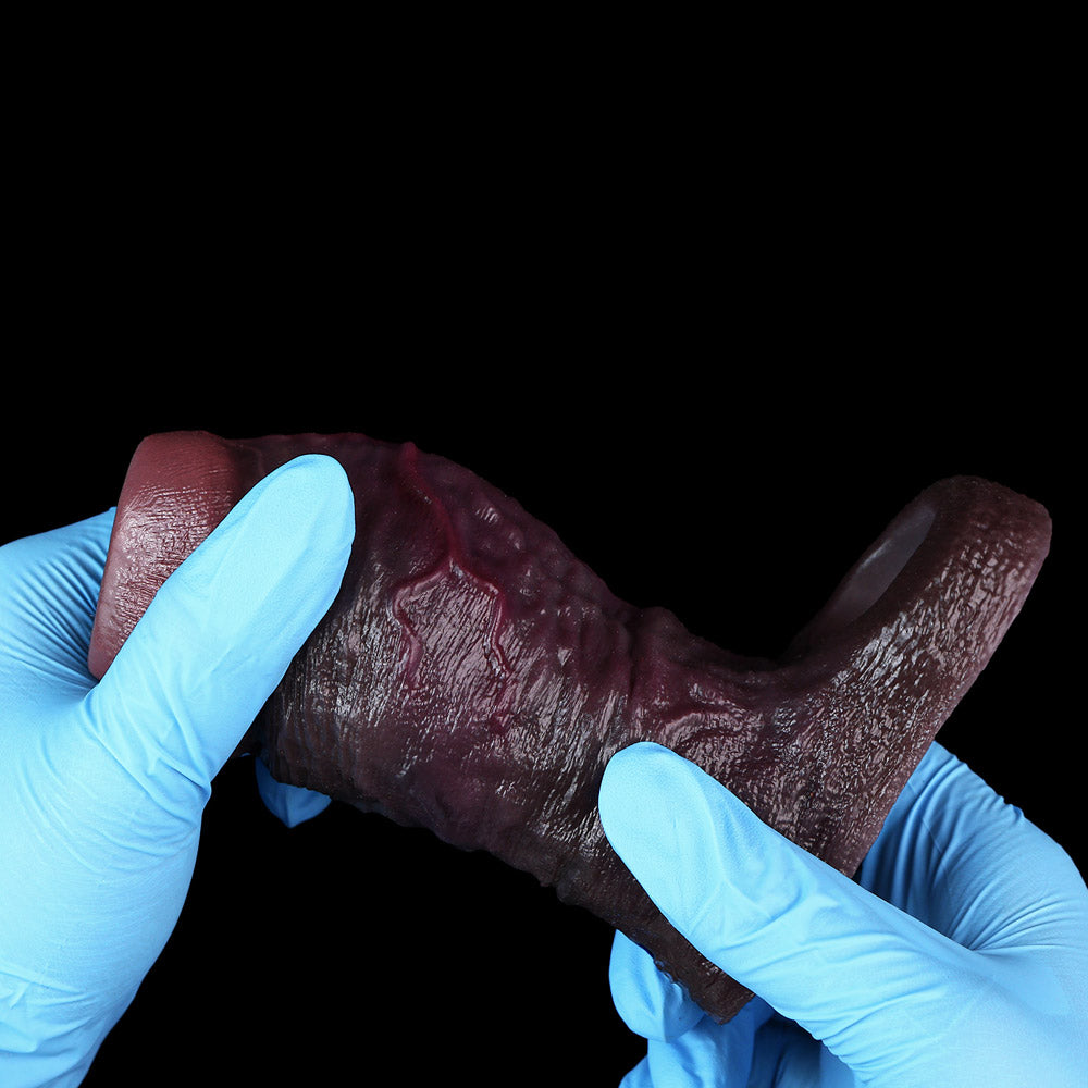 JC24 Luxe Deep Coffee Open Ended Girth Enhancer 4–6 Inch (4 sizes) with Full Sculpted Texture and Ultra-Soft Liquid Silicone