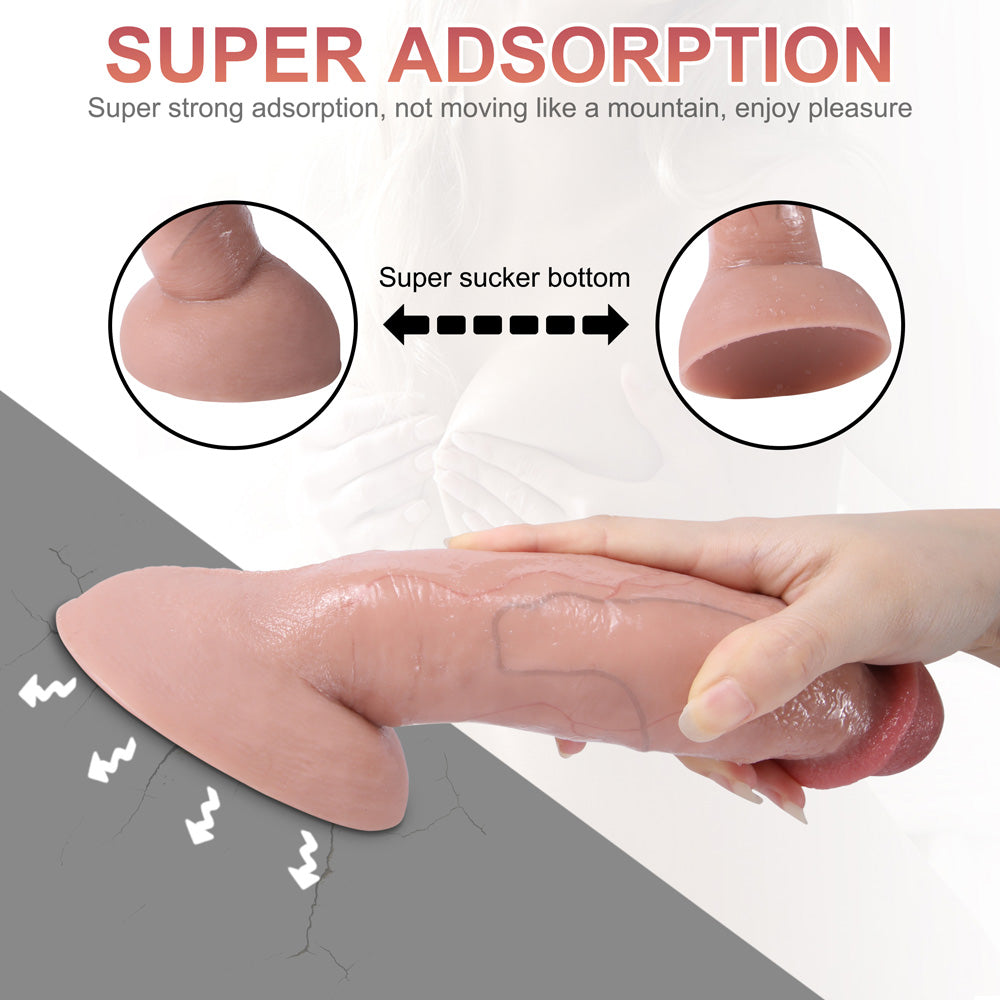 MD19 Luxe Hyper Realistic Girthy Silicone Dildo 8.5 Inch with Detailed Glans and Ultra Smooth Real Skin Texture