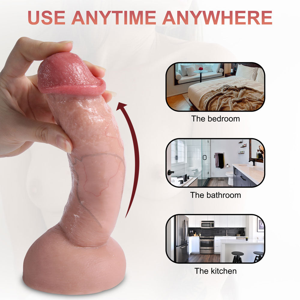 MD19 Luxe Hyper Realistic Girthy Silicone Dildo 8.5 Inch with Detailed Glans and Ultra Smooth Real Skin Texture