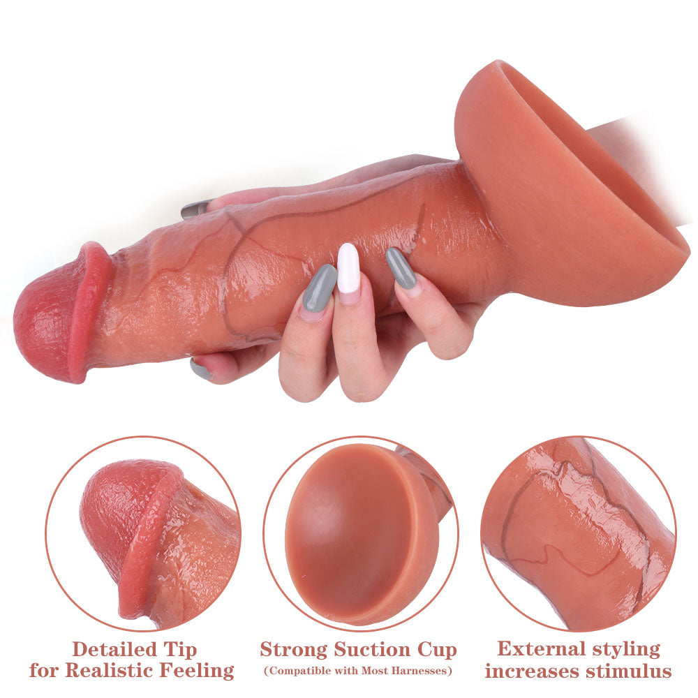 MD25 Luxe Hyper-Lifelike Girthy Dildo 8.5 Inch with Prominent Coronal Ridge and Silky G-Spot Stimulation