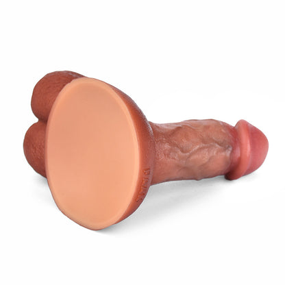 FK190 Lifelike Small Silicone Dildo 6 Inch with Thick Base and Oversized Sculpted Balls