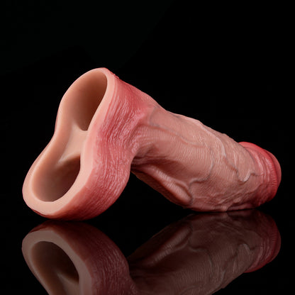 JH31 Luxe Lifelike Silicone Penis Girth Enhancing Sleeve 6.5 Inch with Bare Glans