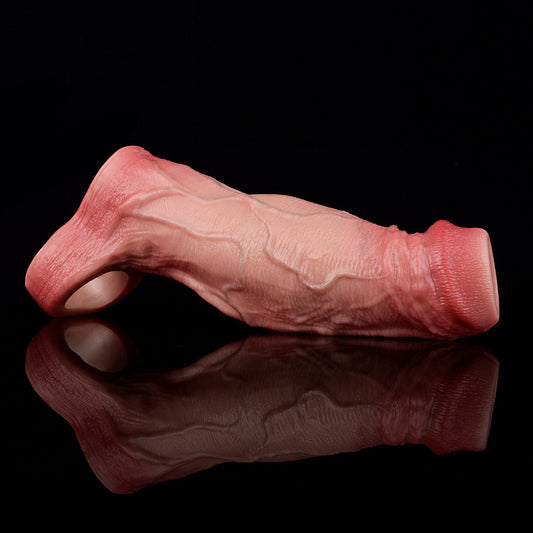 JH31 Luxe Lifelike Silicone Penis Girth Enhancing Sleeve 6.5 Inch with Bare Glans