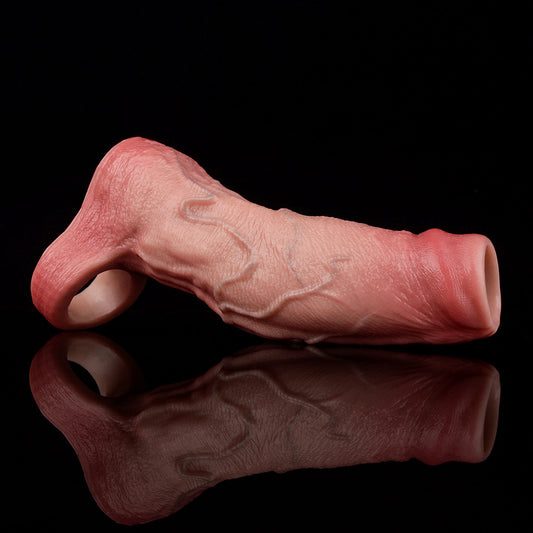 JH34 Luxe Ultra-Realistic Silicone Penis Thickening Sleeve 7 Inch with Exposed Glans