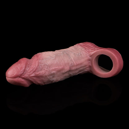 JH70 Luxe Real-Feel Thick Silicone Penis Extender 6.5 Inch with Natural Texture and Soft Skin Feel