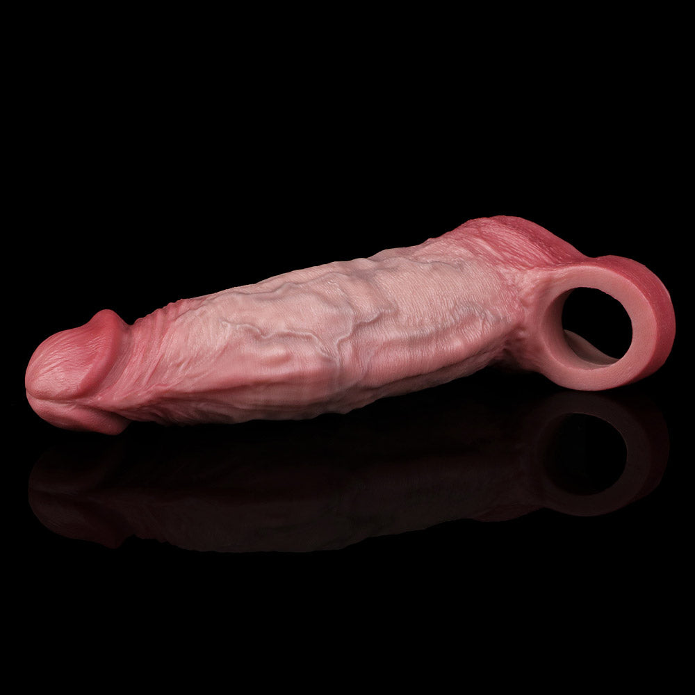 JH74 Luxe Life-Like Silicone Penis Extender 7.5 Inch with Prominent Ridge and Natural Skin Fold Texture