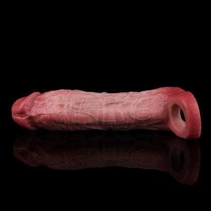 JH75 Luxe Large Ultra-Real Silicone Penis Extender 8 Inch with Raised Veins and Bold Coronal Ridge