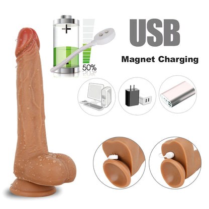 multiple charging methods displayed for the rechargeable thrusting dildo