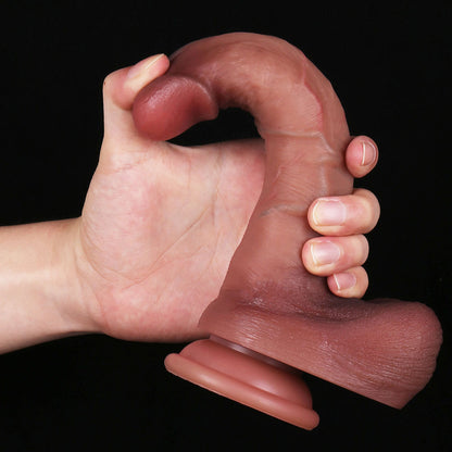 MD33 Luxe Dual-Layer Liquid Silicone Suction Cup Dildo 8 Inch with Realistic Veins and Lifelike Balls