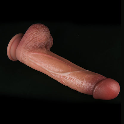 MD55 Luxe Large Realistic Dual-Layer Silicone Dildo 9.5 Inch with Thick Veins and Silky Soft Skin Feel