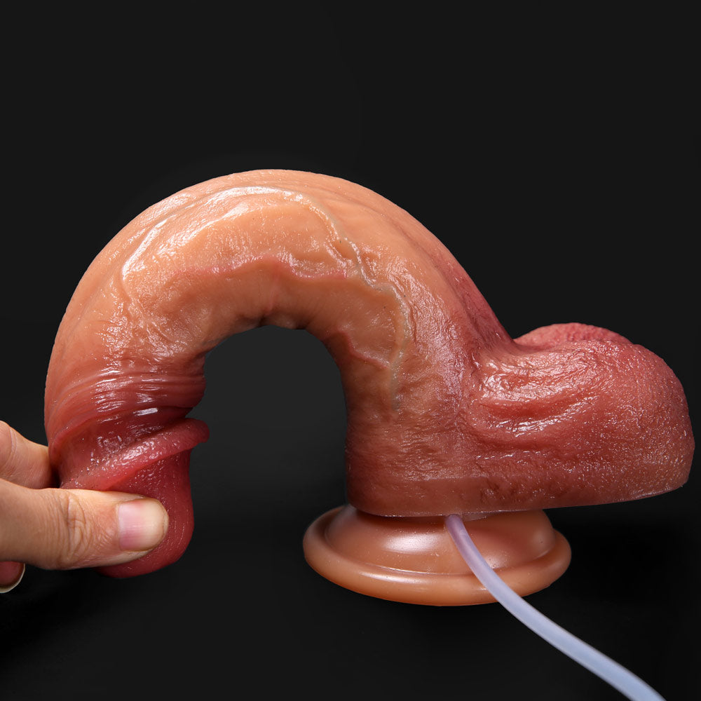 LX59 Luxe Ultra Realistic Silicone Squirting Dildo 8.5 Inch with Alluring Red Head and Lifelike Veins