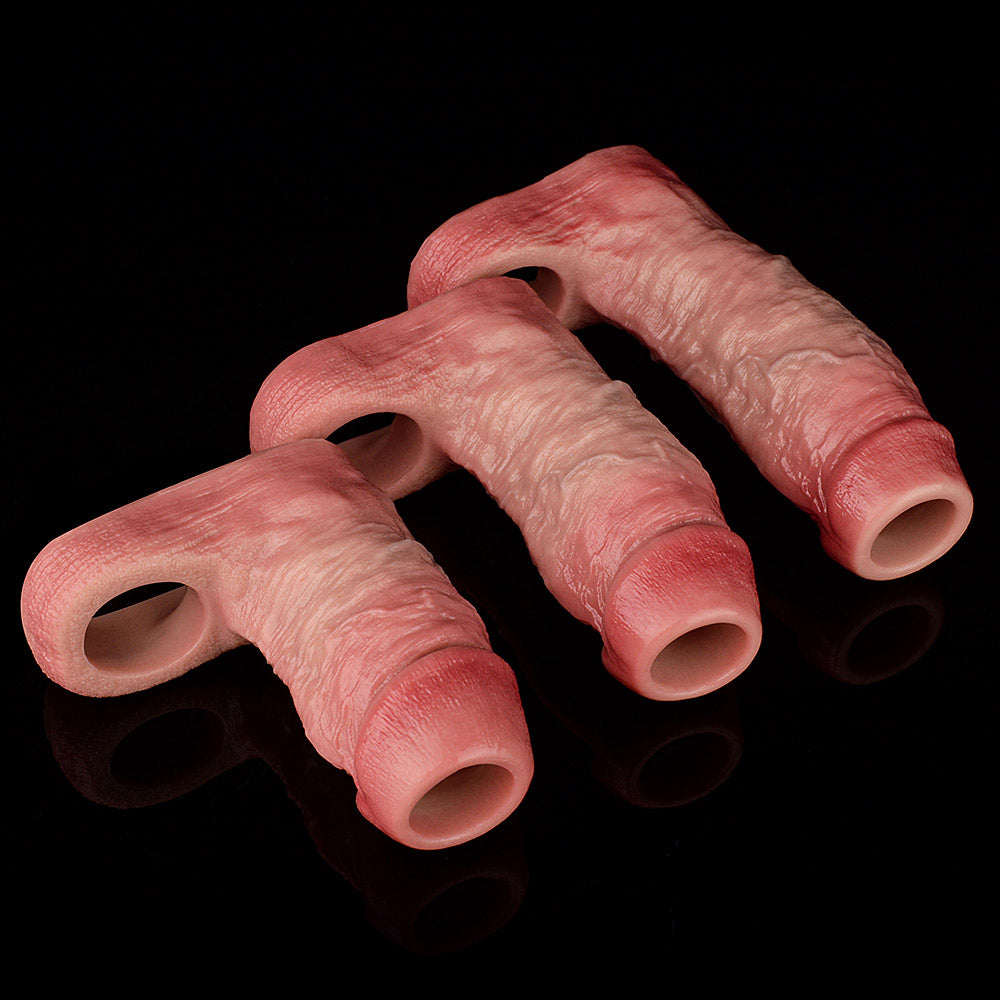 JH22 Luxe Ultra-Realistic Silicone Penis Girth Enhancing Sleeve 4–6 Inch (3 sizes) with Open-Head Design