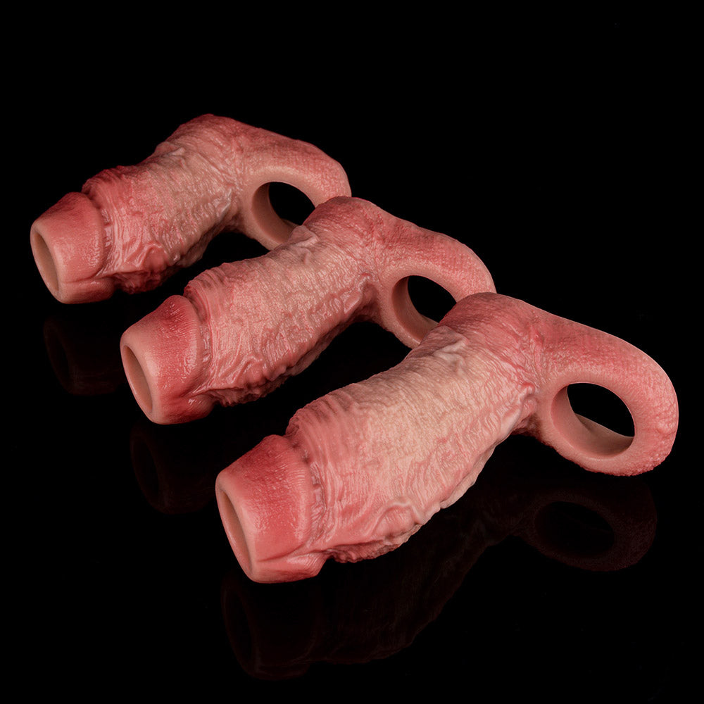 JH23 Luxe Lifelike Silicone Penis Thickening Sleeve 4–5 Inch (3 sizes) with Exposed Glans