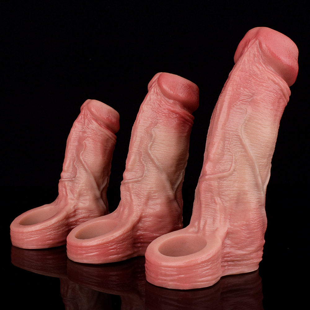 JH25 Luxe Realistic Open-Ended Penis Sleeve 4–6 Inch (3 sizes) with Girth Enhancement and Lifelike Vein Texture